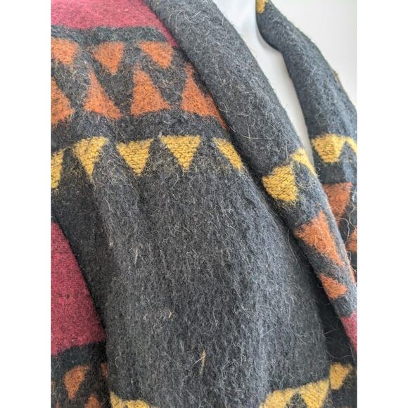 David Paul NY Size Large Southwestern Jacket Red Brown Yellow Wool Blend Pockets - Picture 2 of 11